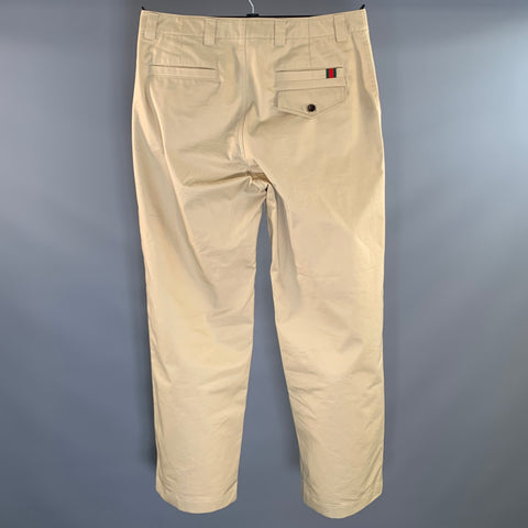 GUCCI Size 34 Khaki Cotton Zip Fly Casual Pants