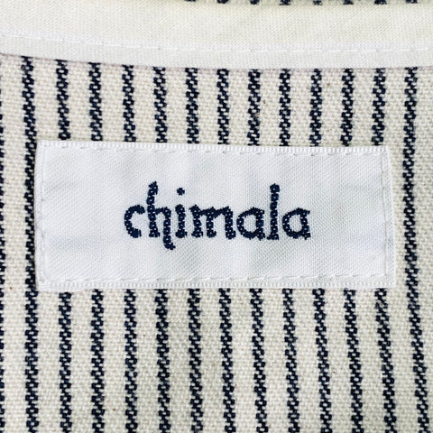 CHIMALA Taille L Rayures Blanches et Noires Coton Deux Poches Veste sans Col