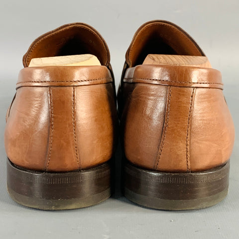 PRADA Size 9.5 Brown Leather Slip On Penny Loafers