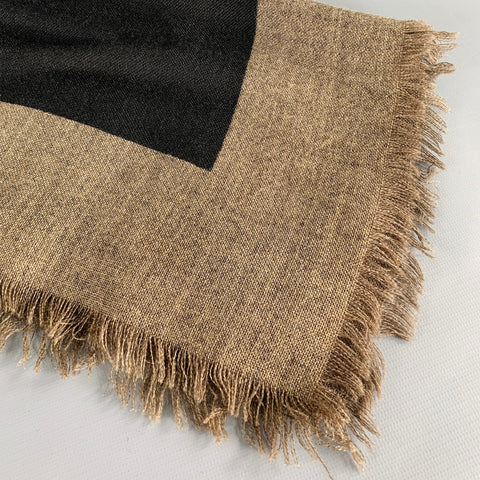 SULKA Black Brown Color Block Fringe Scarf