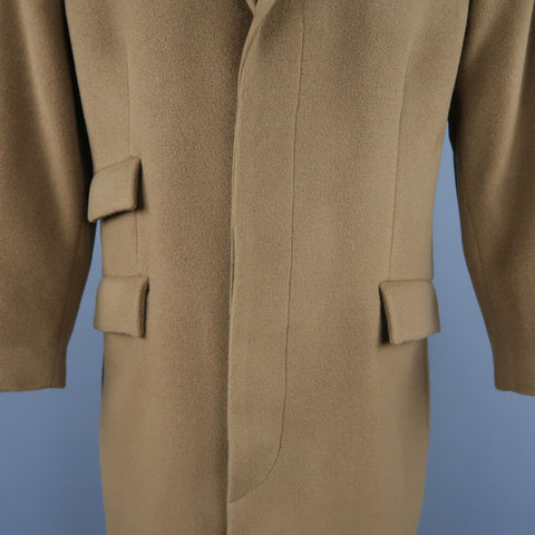 GIANNI VERSACE M Beige Wool Suede Notch Lapel Coat