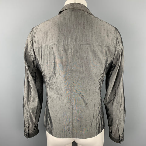 CoSTUME HOMME Size 40 Grey Textured Cotton Blend Buttoned Jacket