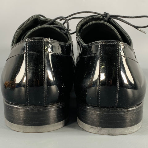 CALZOLERIA HARRIS Size 12 Black Patent Leather Lace-Up Shoes