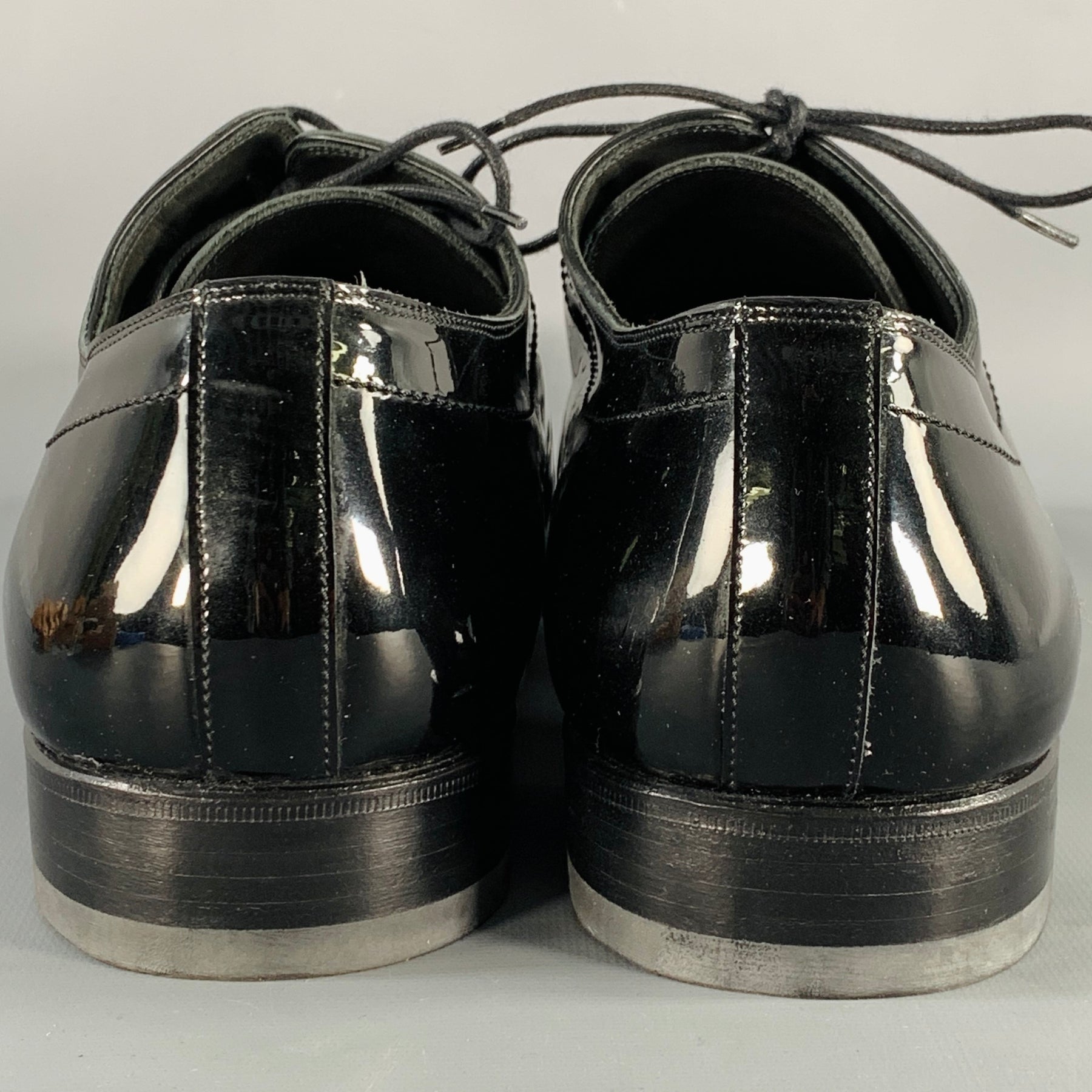 CALZOLERIA HARRIS Size 12 Black Patent Leather Lace-Up Shoes  display picture 2