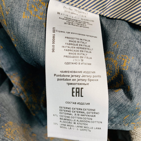 ETRO Size 38 Grey Taupe Houndstooth Cotton Wool Flat Front Dress Pants