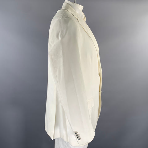 RALPH LAUREN Size 46 White Cotton Notch Lapel Sport Coat