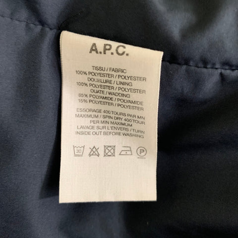 A.P.C. Size S Navy Quilted Polyester Zip Vest