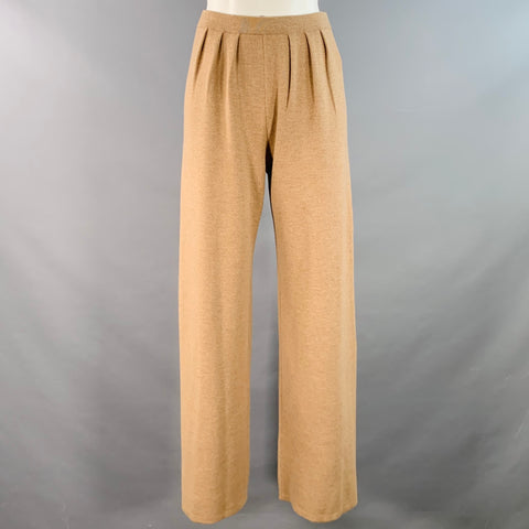 LA MAILLE SEZANE Size S Beige Merino Wool Knit Pleated Wide Leg Casual Pants