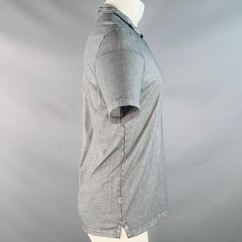 JOHN VARVATOS Size M Grey Marbled Cotton Short Sleeve Polo