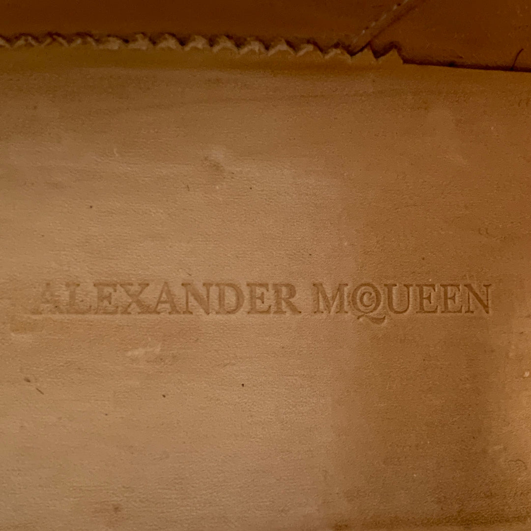 ALEXANDER MCQUEEN Size 10 Black Leather Fringed Tread Sole Lace-Up Shoes