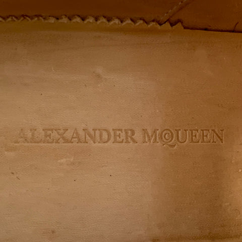 ALEXANDER MCQUEEN Size 10 Black Leather Fringed Tread Sole Lace-Up Shoes