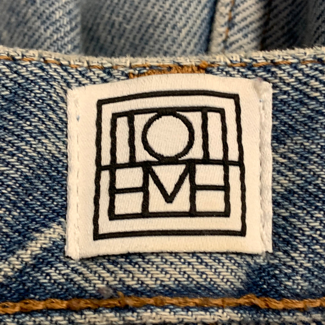 TOTEME Size 28 Light Blue Cotton Denim Twill Distressed Button Fly Jeans