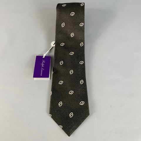 Cravate en soie Ralph Lauren noire et blanche à cercles
