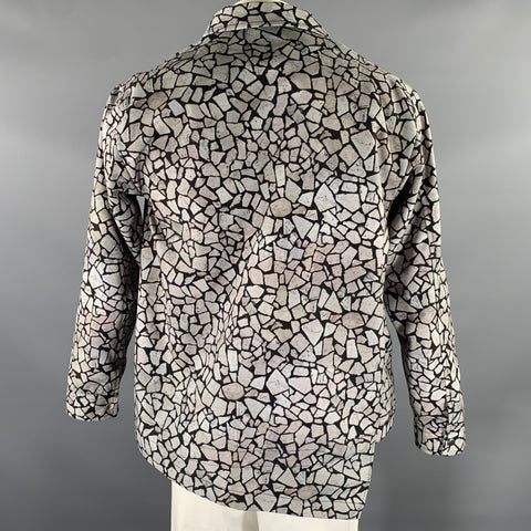COMME des GARCONS HOMME PLUS Size L Grey Black Geometric Snaps Jacket