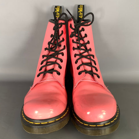 DR. MARTENS Size 9 Pink Leather Lace Up Boots