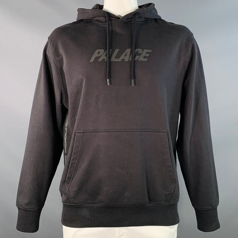 PALACE Size L Jumbo Ferg Hood Black Logo Cotton Hooded Sweatshirt