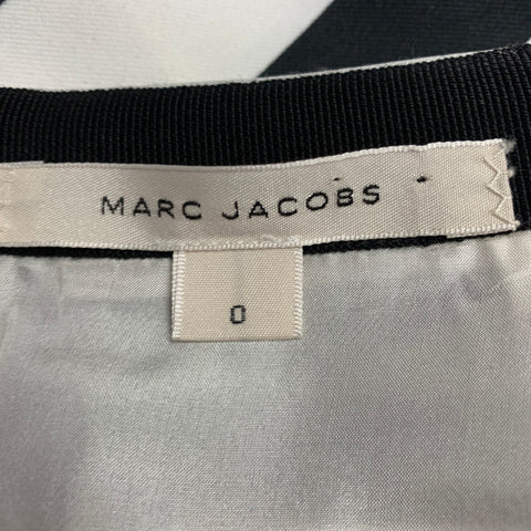 MARC JACOBS Size 0 Black White Polyester Stripe Flared Skirt