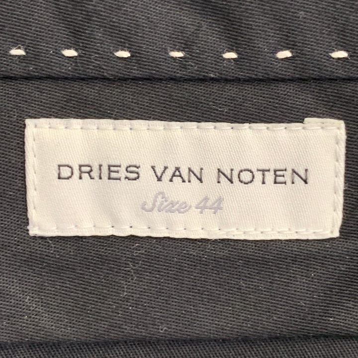 DRIES VAN NOTEN Size 34 Dark Green Cotton Twill Notch Lapel Suit