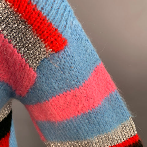 MSGM Size XS Multi Color Acrylic Blend Knit V-Neck Sweater