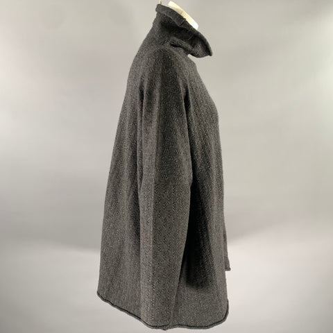 ESKANDAR Size M Grey Silk Cashmere Oversized Turtleneck Sweater