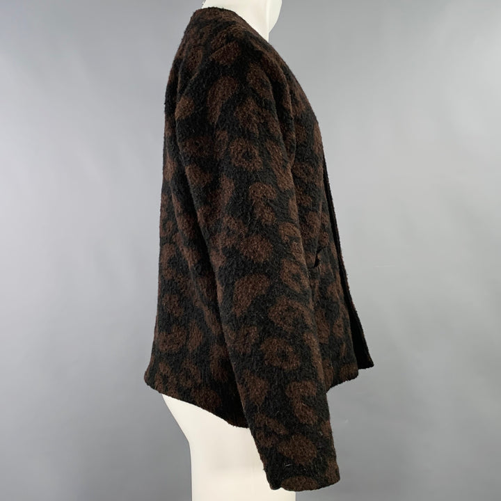 OUR LEGACY Size 36 Black Brown Animal Print Polyester Blend Two Pockets Cardigan