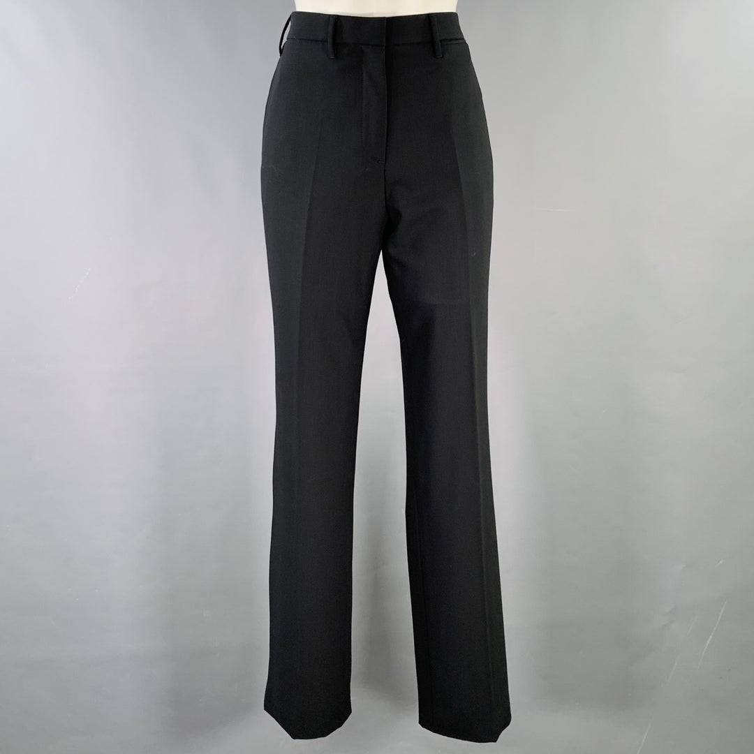 CALVIN KLEIN COLLECTION Size 8 Black Wool Wide Leg Dress Pants