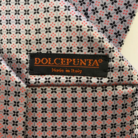 DOLCEPUNTA Silver Red Floral Silk Tie