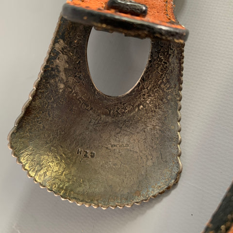 VINTAGE Brown Black Concho Leather Belt