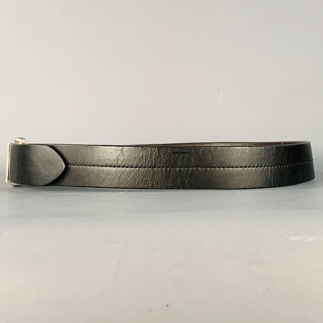 BILL ADLER DESIGN Size 34 Black Brown Silver Reversible Leather Belt