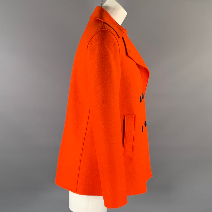 HARRIS WHARF LONDON Size M Orange Wool Textured Double Breasted Jacket