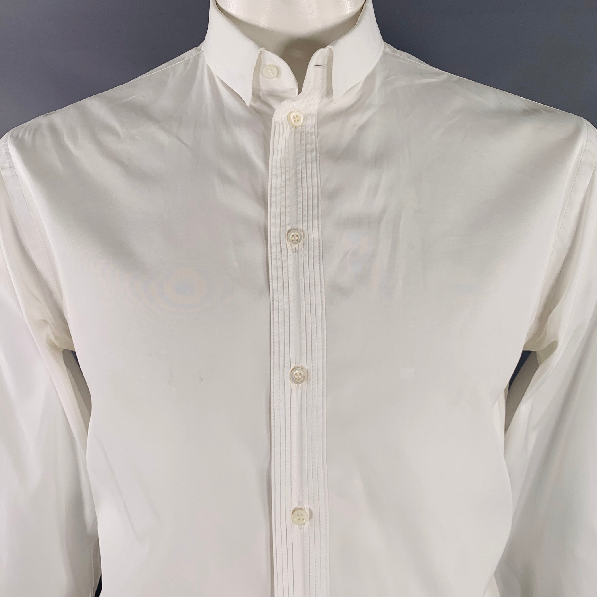 ARMANI COLLEZIONI Size L White Cotton French Cuff Long Sleeve