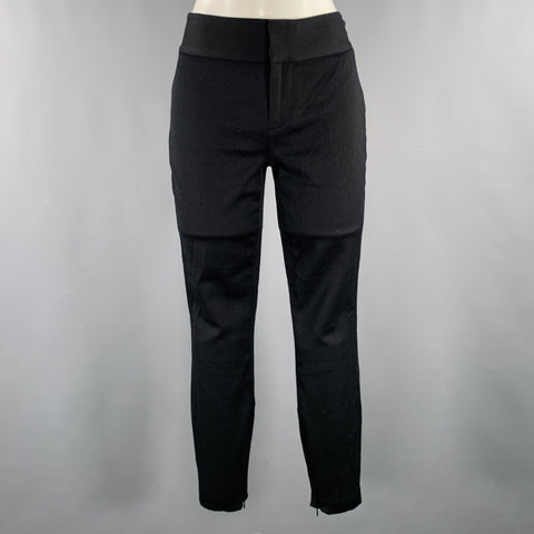 ALICE + OLIVIA Size 0 Black Wool Blend Flat Front Casual Pants