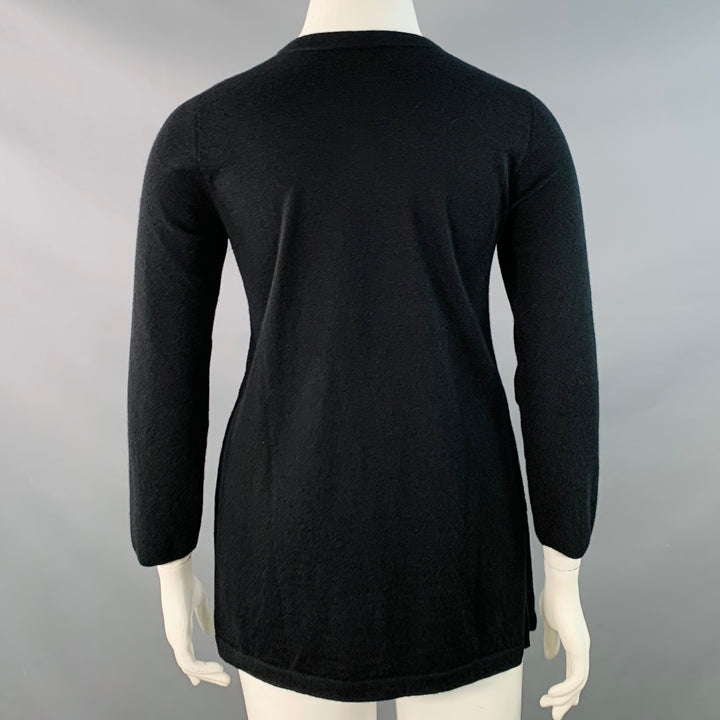 AKRIS Size 12 Black Cashmere Layered Crew Neck Pullover