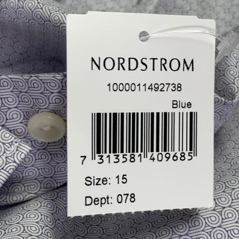 ETON Size S White Grey Abstract Cotton Spread Collar Long Sleeve Shirt