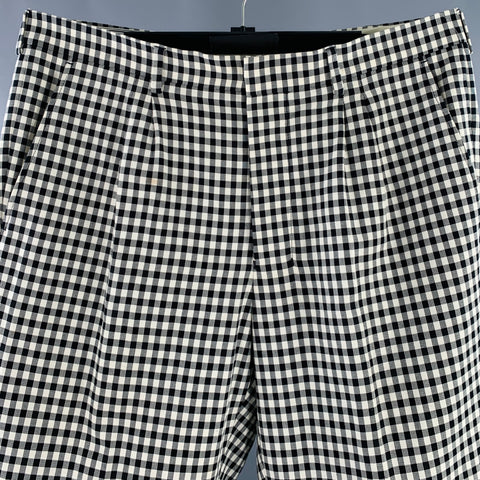 AMI by ALEXANDRE MATTIUSSI Size L Black White Checkered Cotton Casual Pants