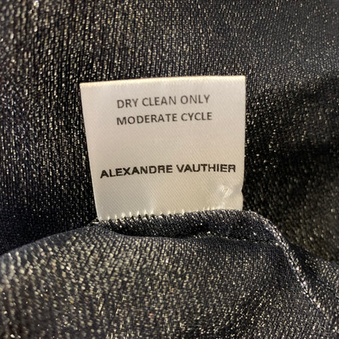 ALEXANDRE VAUTHIER Size M Silver Silk & Polyester Metallic Cropped Shirt