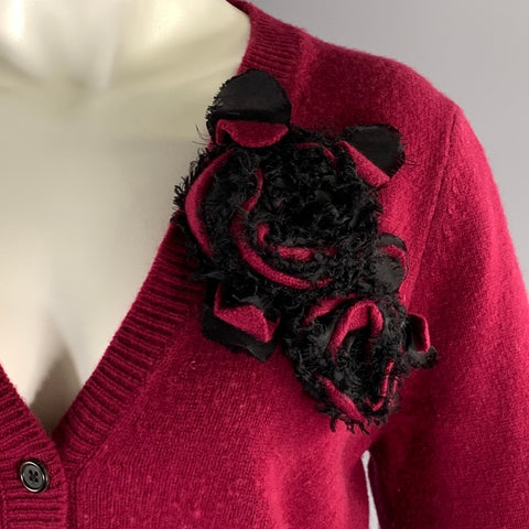 MARC JACOBS Size S Black Burgundy Cashmere Blend Short Cardigan Womens