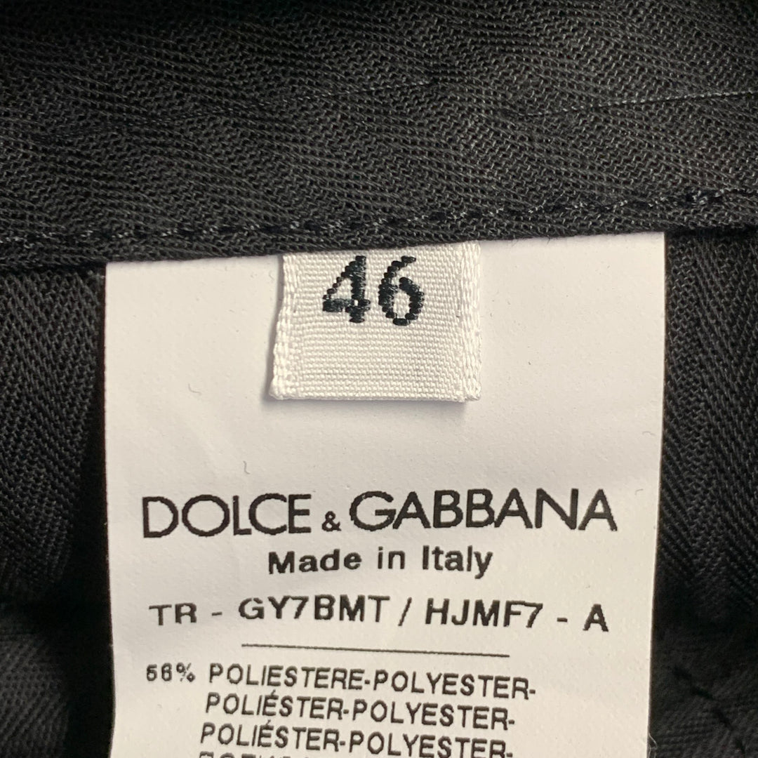 DOLCE & GABBANA Size 30 Black Gold Brocade Polyester Cotton Dress Pants