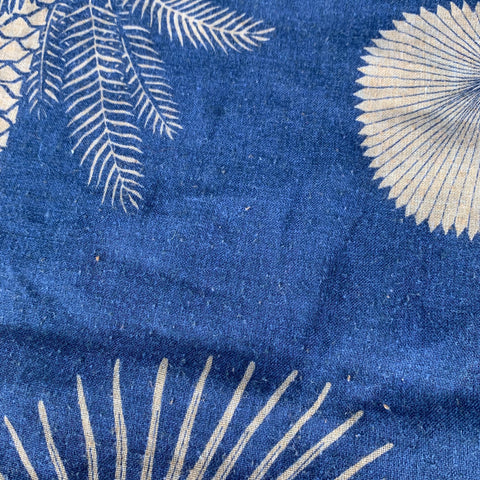 VINTAGE Blue Tan Floral Pocket Square