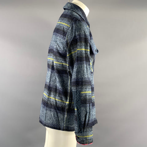 SCOTCH AND SODA Size S Navy Lime Plaid Cotton Zip Jacket