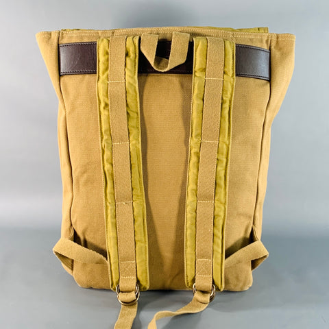 FILSON Tan Brown Cotton Canvas Twill Leather Trim Buckles Backpack