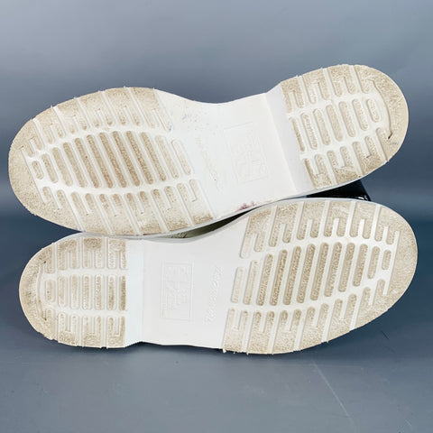 DR. MARTENS Size 10 White Leather Lace-Up Combat Boots