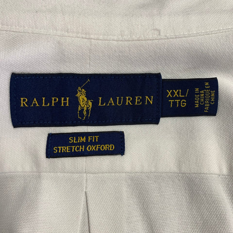 RALPH LAUREN Size XXL White Cotton Blend Button Down Long Sleeve Shirt