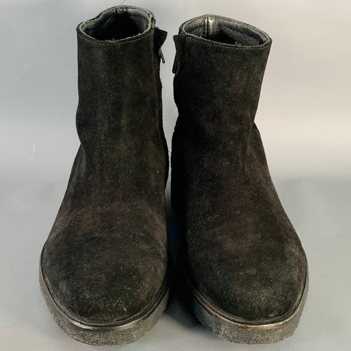 COMMON PROJECTS Size 8 Black Suede Side Zipper Ankle Boots