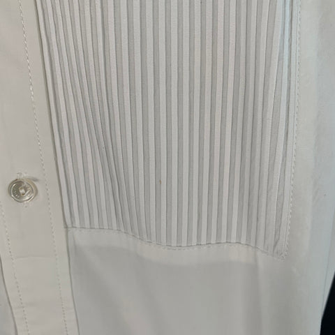 NILI LOTAN Size M White Cotton Pleated Bib Formal Tuxedo Long Sleeve Shirt