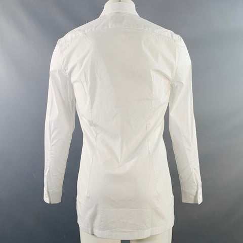 PAUL STUART Size M White Cotton Blend Slim Fit Long Sleeve Shirt