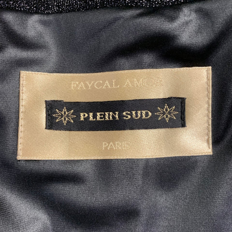 PLEIN SUD Size 10 Black Glitter Polyamide Blend Hooded Coat