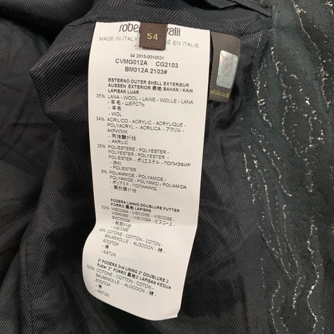 ROBERTO CAVALLI Size 44 Black & Gold Jacquard Wool Blend Sport Coat