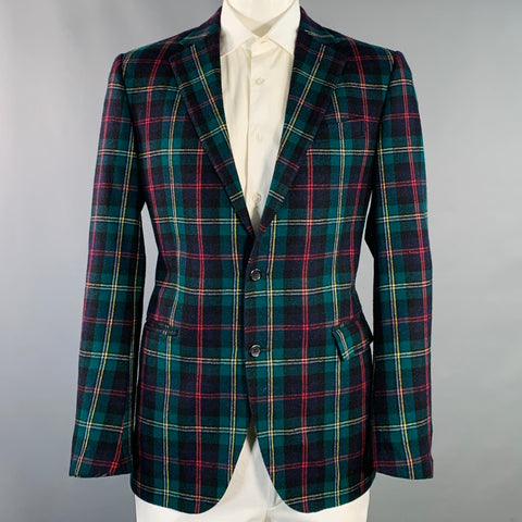 POLO by RALPH LAUREN Size 42 Long Green Red Plaid Wool Cashmere Sport Coat