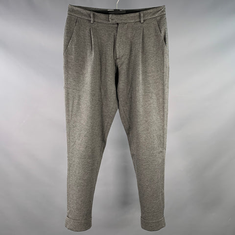 CHARLIE Size M Grey Heather Viscose Blend Pleated Cuffed Tapered Casual Pants